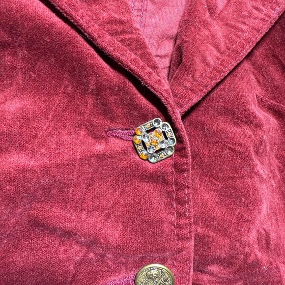 Vintage Y2K Levi Strauss Rhinestone Button Notched Lapel Corduroy Jacket Small - Picture 6 of 12